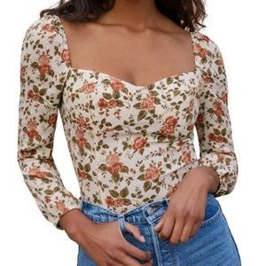 Reformation Reign Top Floral Blouse in Foliage NWT
